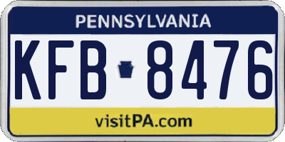PA license plate KFB8476