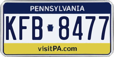 PA license plate KFB8477