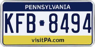 PA license plate KFB8494