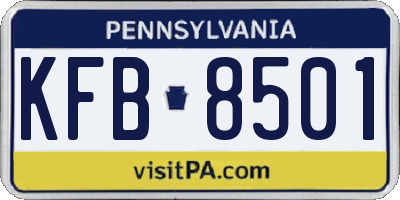 PA license plate KFB8501