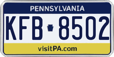 PA license plate KFB8502