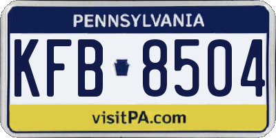 PA license plate KFB8504
