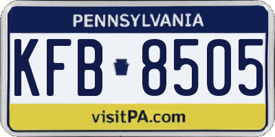 PA license plate KFB8505
