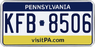 PA license plate KFB8506