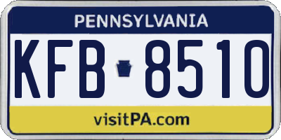 PA license plate KFB8510