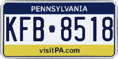 PA license plate KFB8518