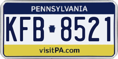 PA license plate KFB8521