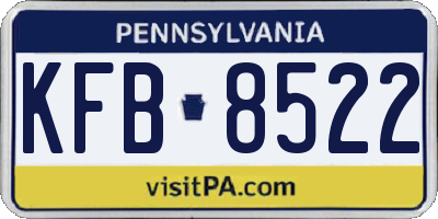 PA license plate KFB8522