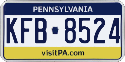 PA license plate KFB8524