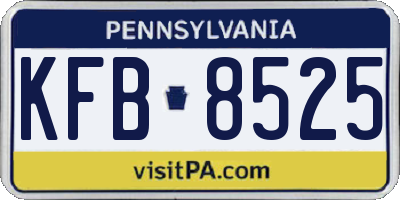 PA license plate KFB8525