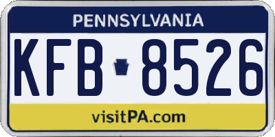 PA license plate KFB8526