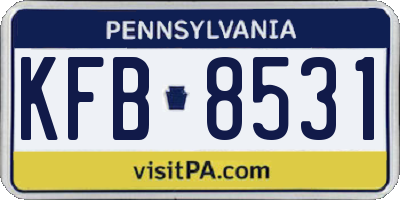 PA license plate KFB8531