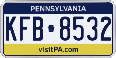 PA license plate KFB8532