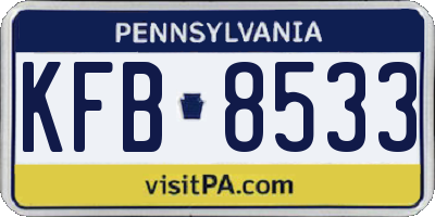 PA license plate KFB8533