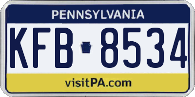 PA license plate KFB8534