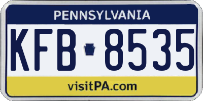 PA license plate KFB8535
