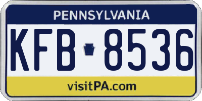 PA license plate KFB8536