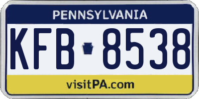 PA license plate KFB8538