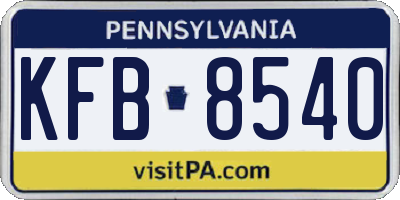 PA license plate KFB8540