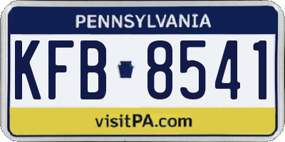 PA license plate KFB8541