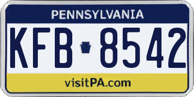 PA license plate KFB8542