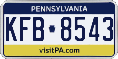 PA license plate KFB8543