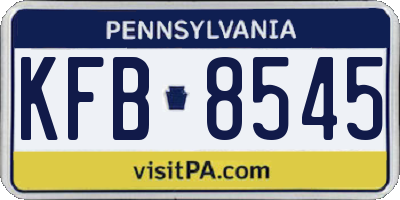 PA license plate KFB8545