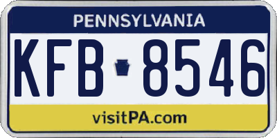 PA license plate KFB8546