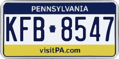 PA license plate KFB8547
