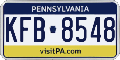PA license plate KFB8548