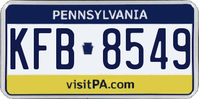 PA license plate KFB8549