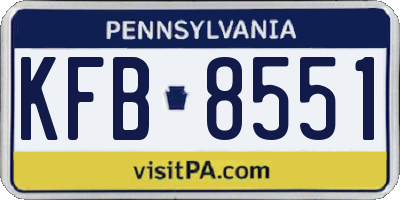 PA license plate KFB8551