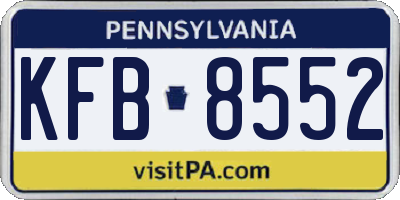 PA license plate KFB8552
