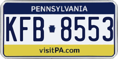 PA license plate KFB8553
