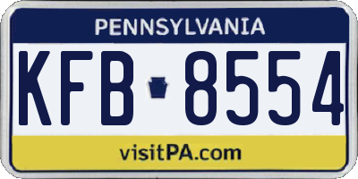 PA license plate KFB8554