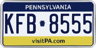 PA license plate KFB8555