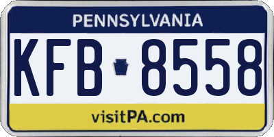 PA license plate KFB8558