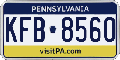 PA license plate KFB8560