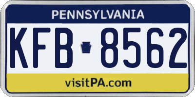 PA license plate KFB8562