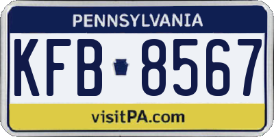 PA license plate KFB8567