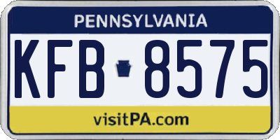 PA license plate KFB8575