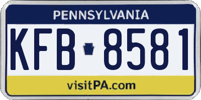 PA license plate KFB8581