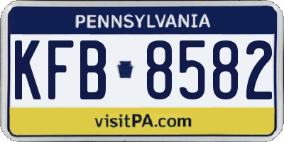 PA license plate KFB8582