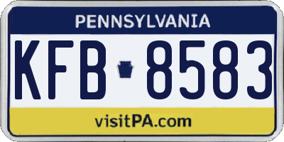 PA license plate KFB8583