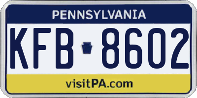 PA license plate KFB8602