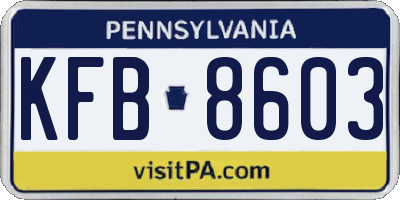 PA license plate KFB8603