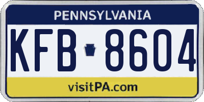 PA license plate KFB8604