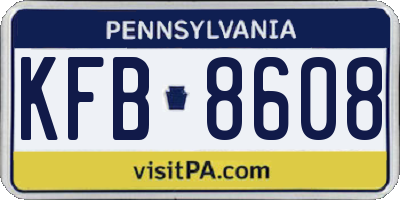 PA license plate KFB8608