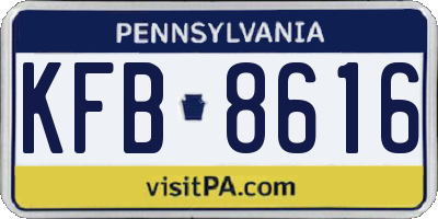 PA license plate KFB8616