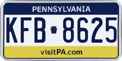 PA license plate KFB8625